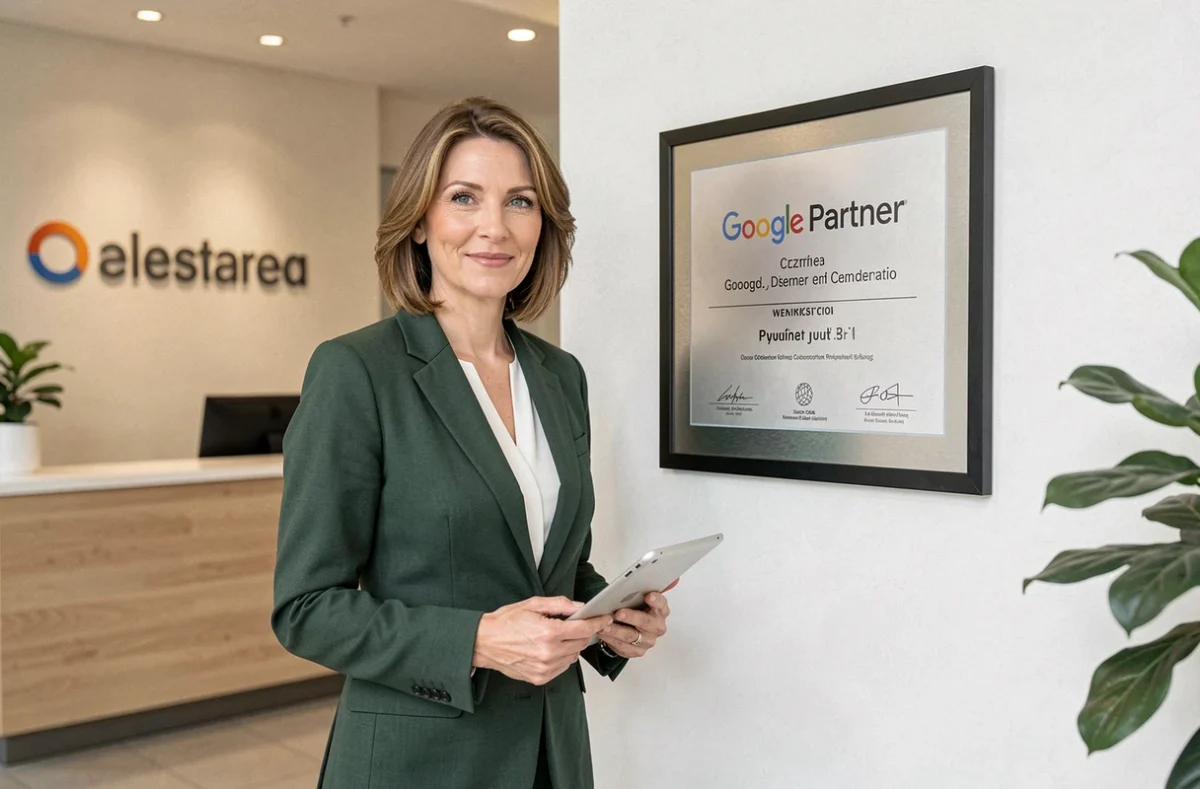 Directrice de l'agence Doko certifiée Google Partner Premier présentant son accréditation officielle
