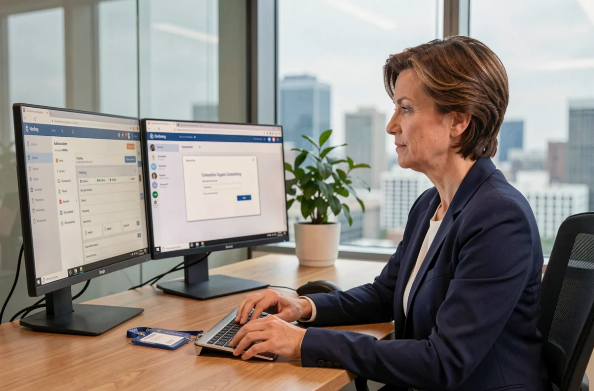 Cadre bancaire authentifiée via SSO sur le portail intranet RH de BNP Paribas avec badge entreprise