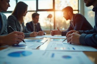 Equipe de professionnels en réunion d'affaires