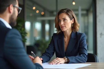 Femme d'affaires confiante en réunion professionnelle