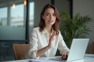 Femme en milieu professionnel dans un bureau moderne