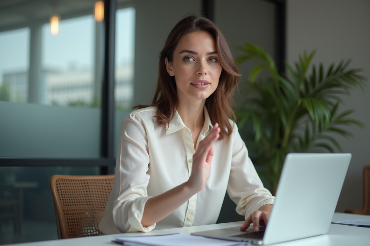 Femme en milieu professionnel dans un bureau moderne