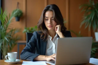 Femme en entretien d'embauche dans un bureau chaleureux