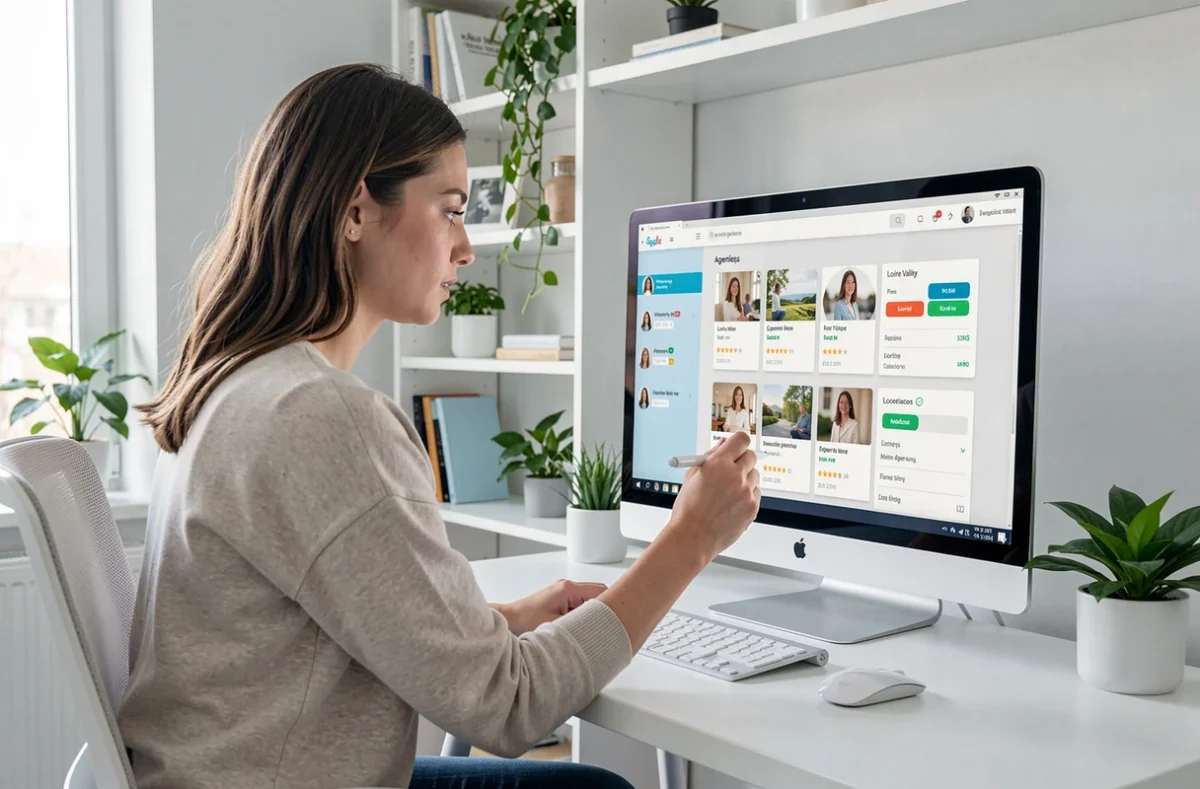 Utilisatrice de la plateforme Sortlist recherchant et comparant des agences digitales locales en Centre-Val de Loire