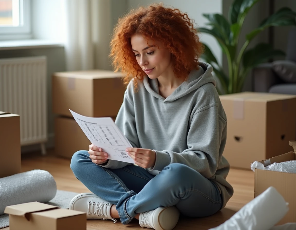 Femme consultant un guide des tailles maximales Chronopost en préparant ses colis à domicile