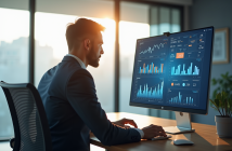 Professionnel confiant analysant des données marketing digitales