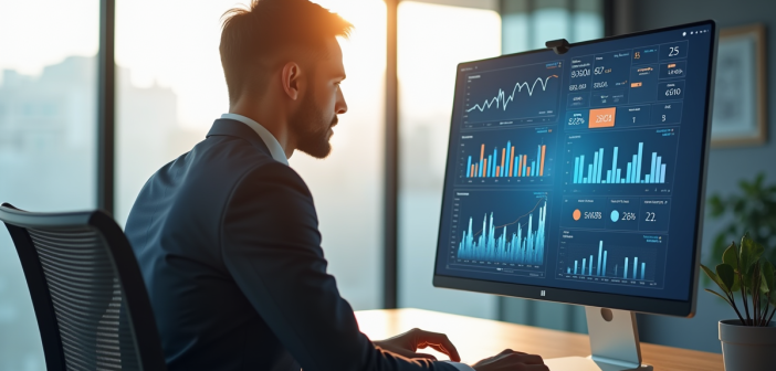 Professionnel confiant analysant des données marketing digitales