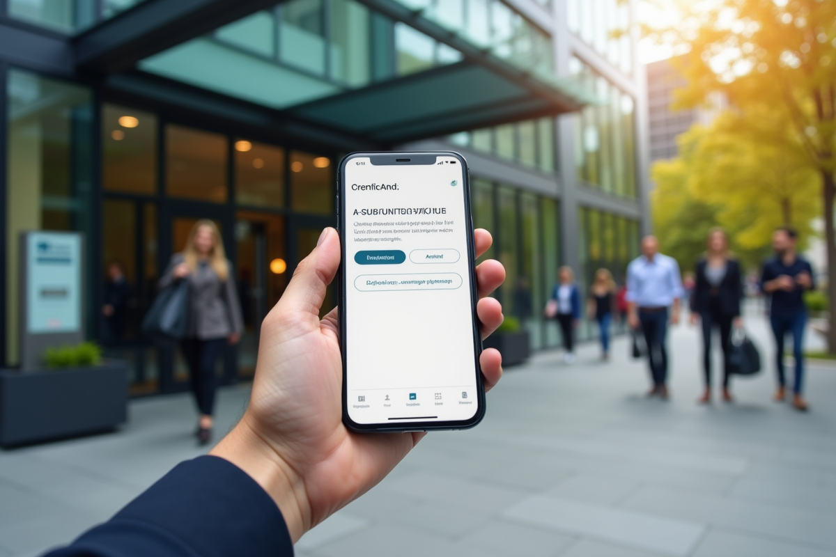 Main tenant un smartphone avec verification d
